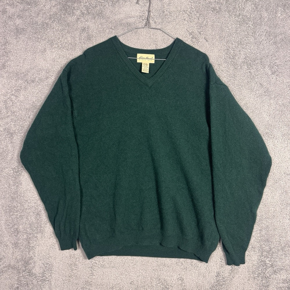 Vintage Eddie Bauer Sweater Mens XLT British Lambswool Pullover Jumper V Neck